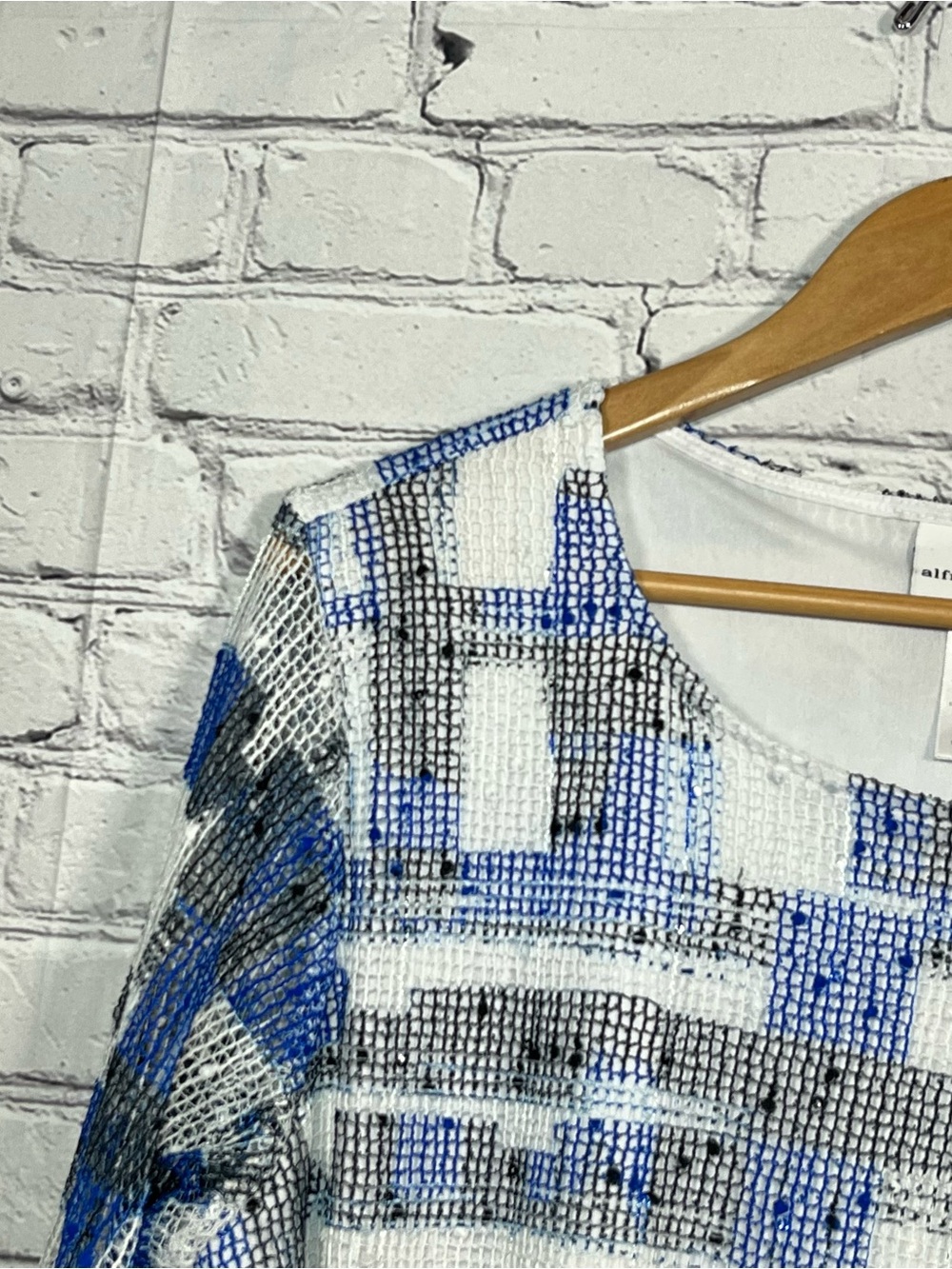 Alfred Dunner Layered Open Weave Blouse T Shirt Womens Size Large Geometric - Picture 4 of 14